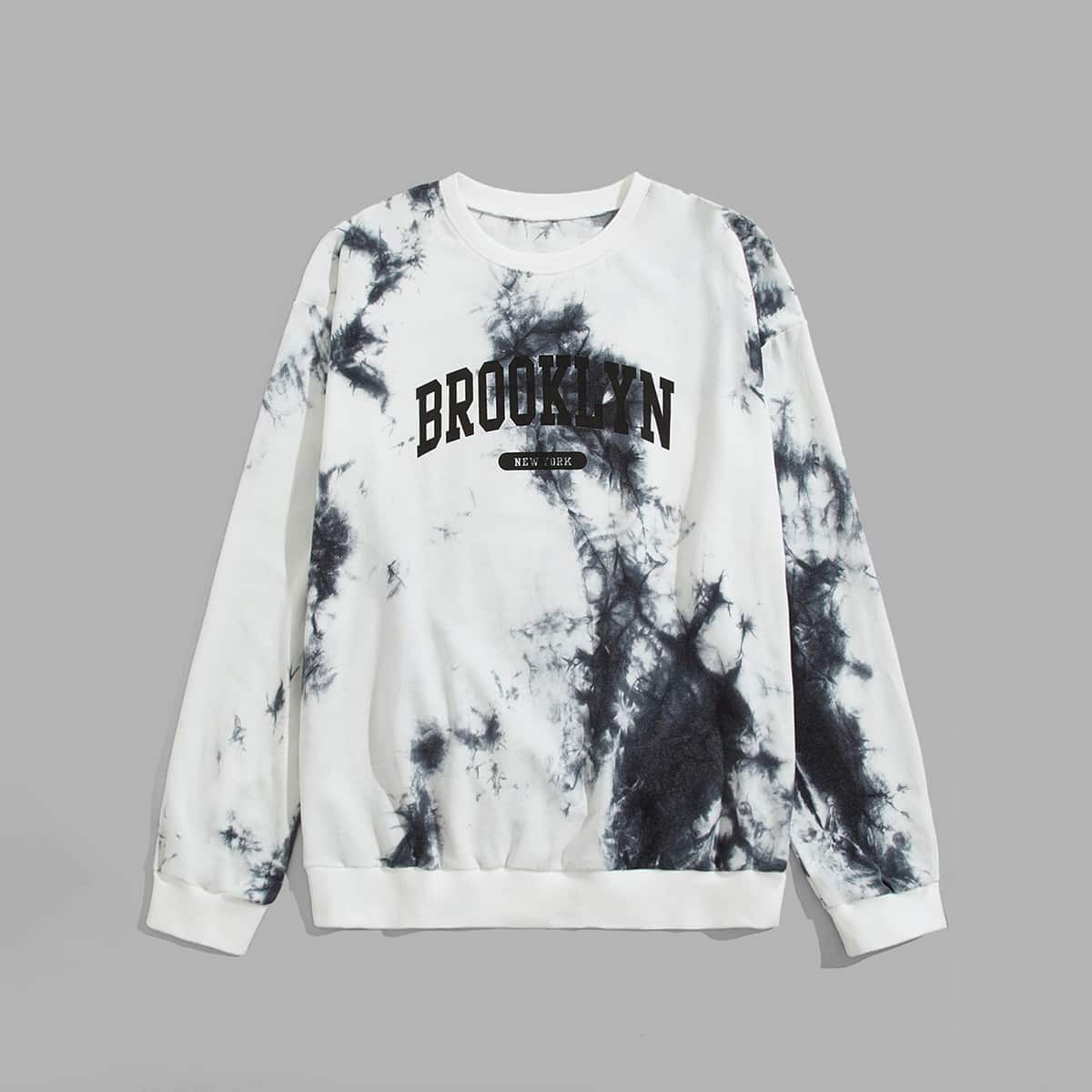 

Guys Letter Tie Dye Sweatshirt, Black and white