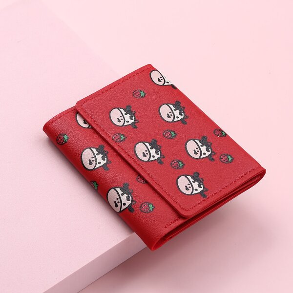 

Cartoon Graphic Fold Over Purse, Red