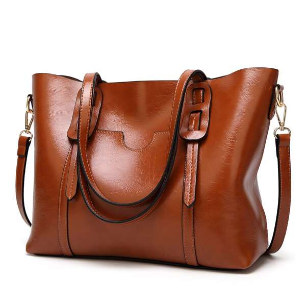 

Minimalist Shoulder Tote Bag, Brown