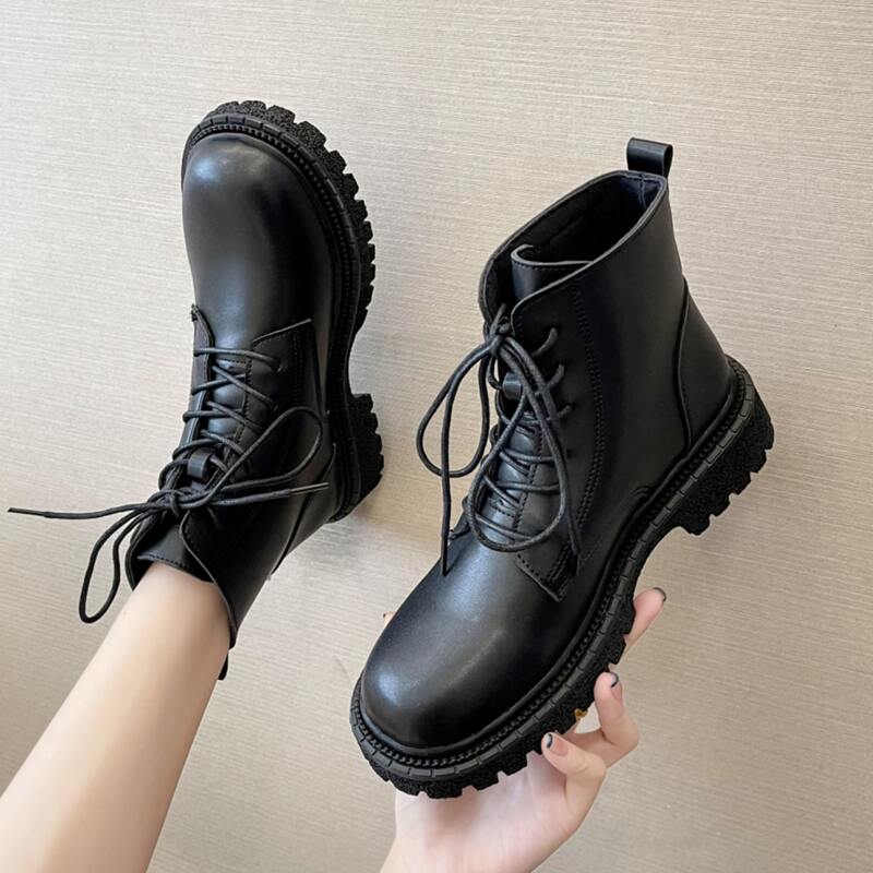 

Lace Up Front Combat Boots, Black