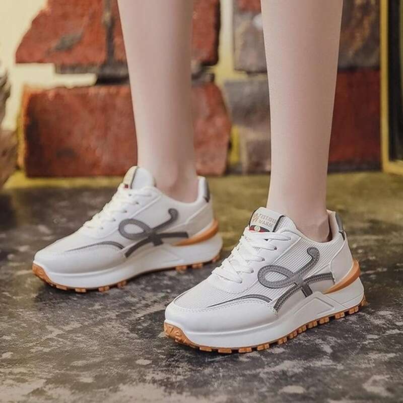 

Lace Up Front Mesh Panel Sneakers, White