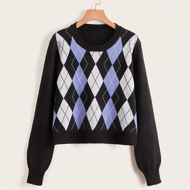 

Argyle Pattern Sweater, Multicolor