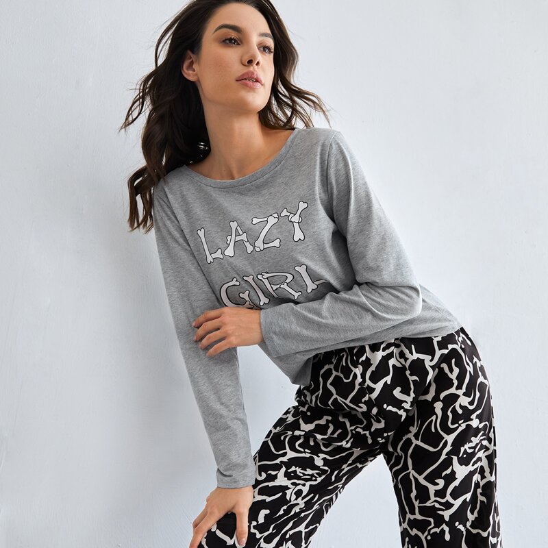 

Letter Graphic Pajama Set, Multicolor