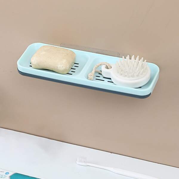 

1pc Two Tone Soap Dish Holder, Blue