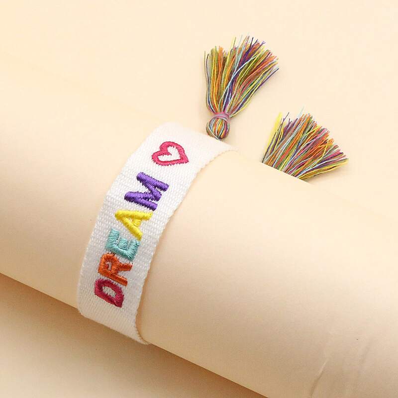 

Letter Graphic Embroidery Bracelet, Multicolor
