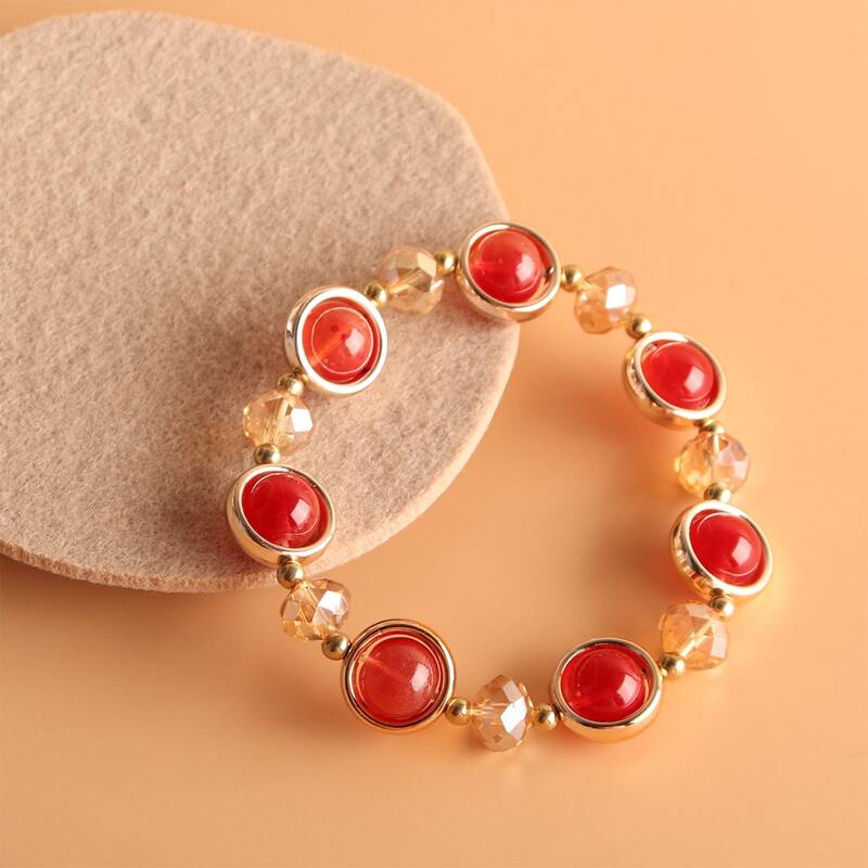 

Bead Decor Bracelet, Red