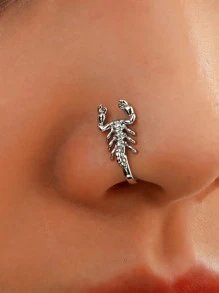 1入創意蝎子造型鼻夾，時尚假穿孔飾品，適合女性日常佩戴 - 銀色 - 查看 1