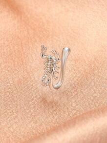 1入創意蝎子造型鼻夾，時尚假穿孔飾品，適合女性日常佩戴 - 銀色 - 查看 3