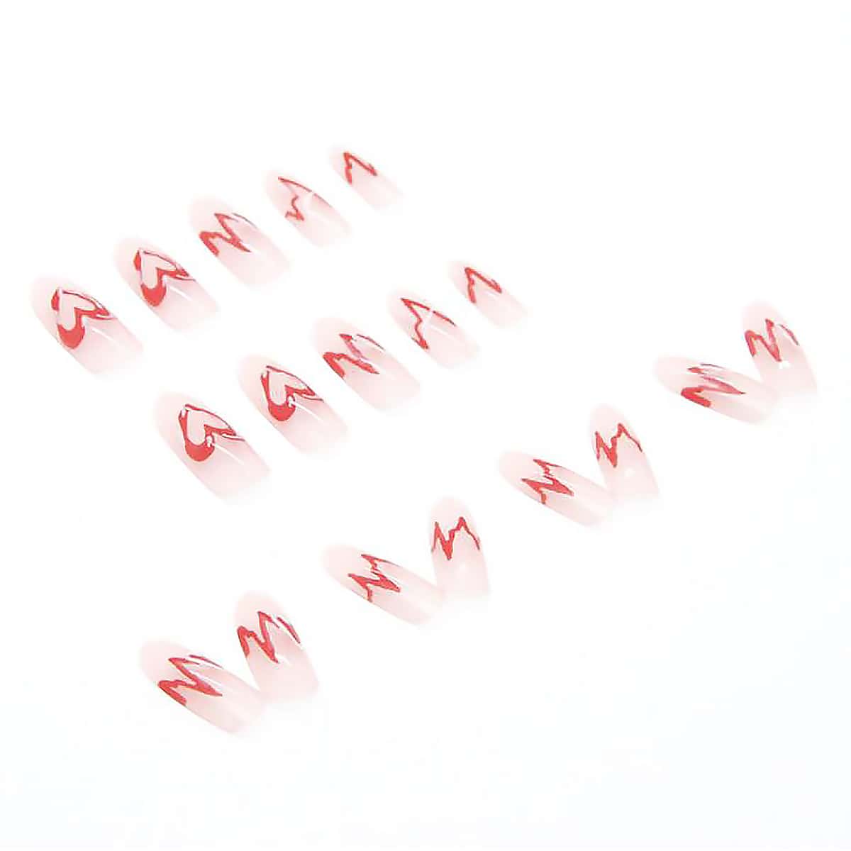 

24pcs Electrocardiogram Pattern Fake Nail, Pink