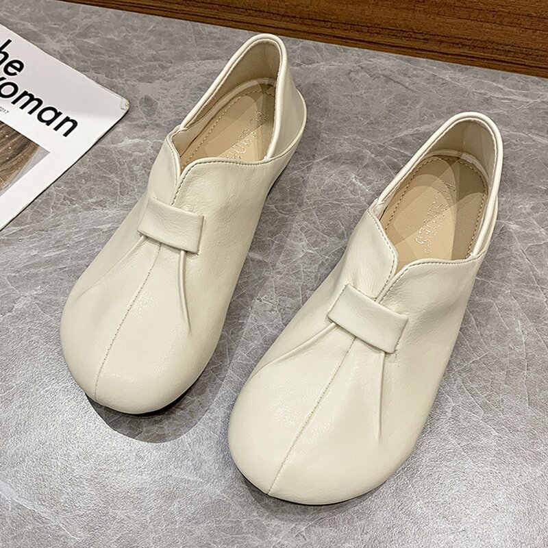 

Ruched Detail Ballet Flats, Beige