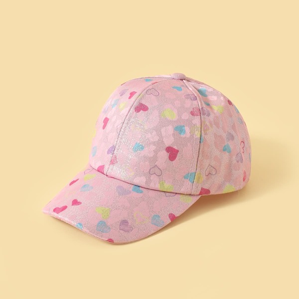 

Girls Heart Print Baseball Cap, Multicolor