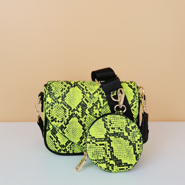 

Snakeskin Pattern Crossbody Bag With Coin Case, Multicolor
