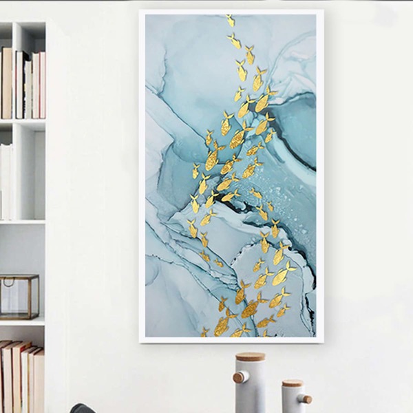 

Abstract Fish Print DIY Diamond Unframed Painting, Multicolor