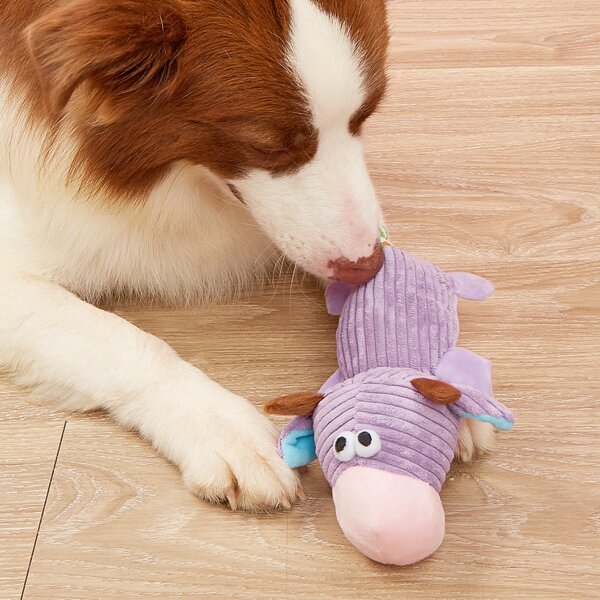 

1pc Cattle Shaped Pet Plush Toy, Purple