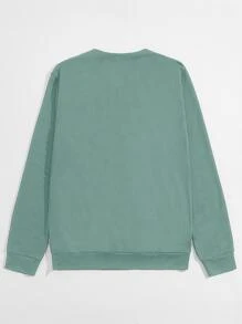 GENTILAND Men Patched Detail Pullover - Green - View 2