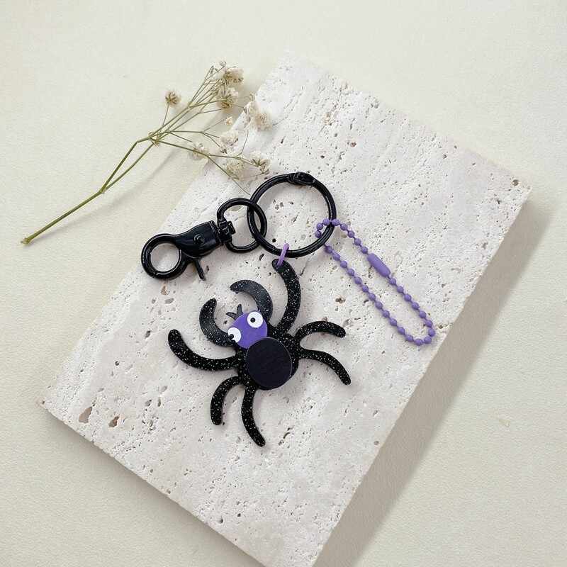 

Spider Charm Keychain, Multicolor