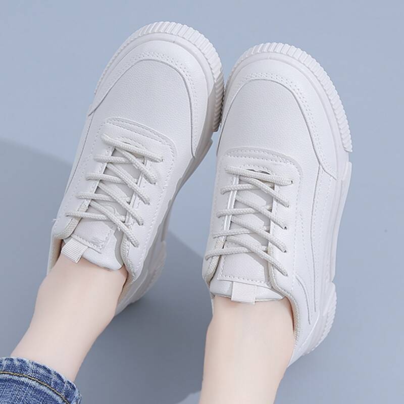 

Minimalist Lace Up Front Flats, Beige