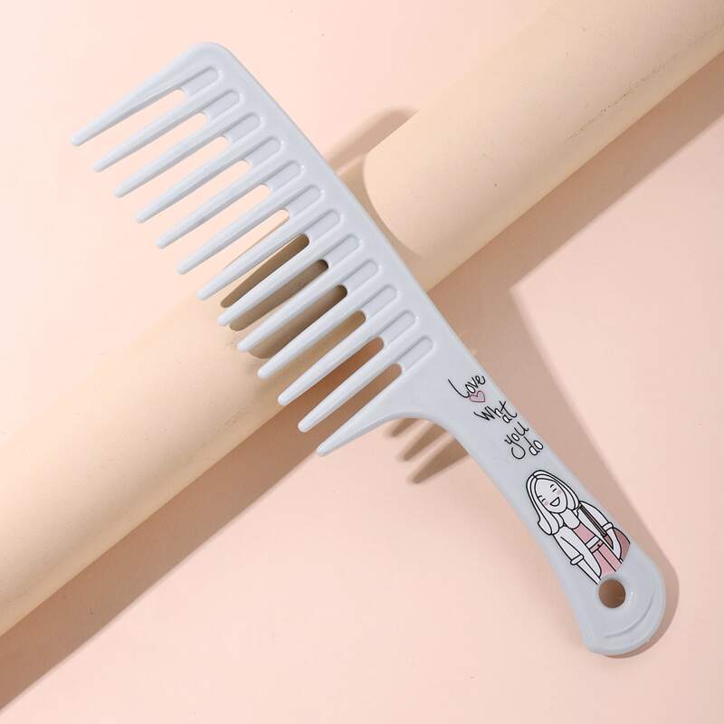 

Cartoon Girl Print Hair Comb, Baby blue