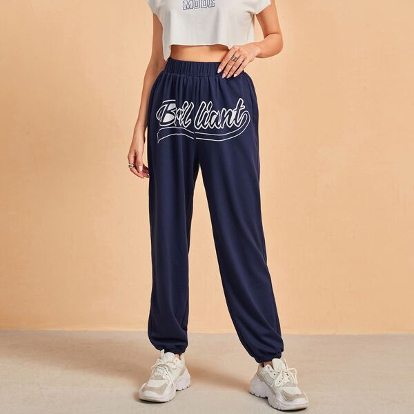 

Letter Graphic Jogger Sweatpants, Navy blue