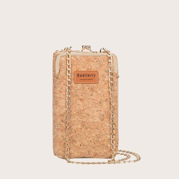 

Letter Patch Kiss Lock Chain Phone Bag, Multicolor