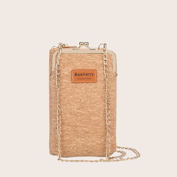 

Colorblock Kiss Lock Chain Phone Bag, Multicolor