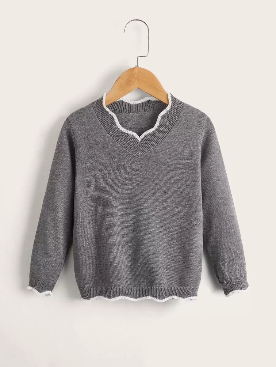 Niñitas Jersey unido en contraste - Gris - Ver 1