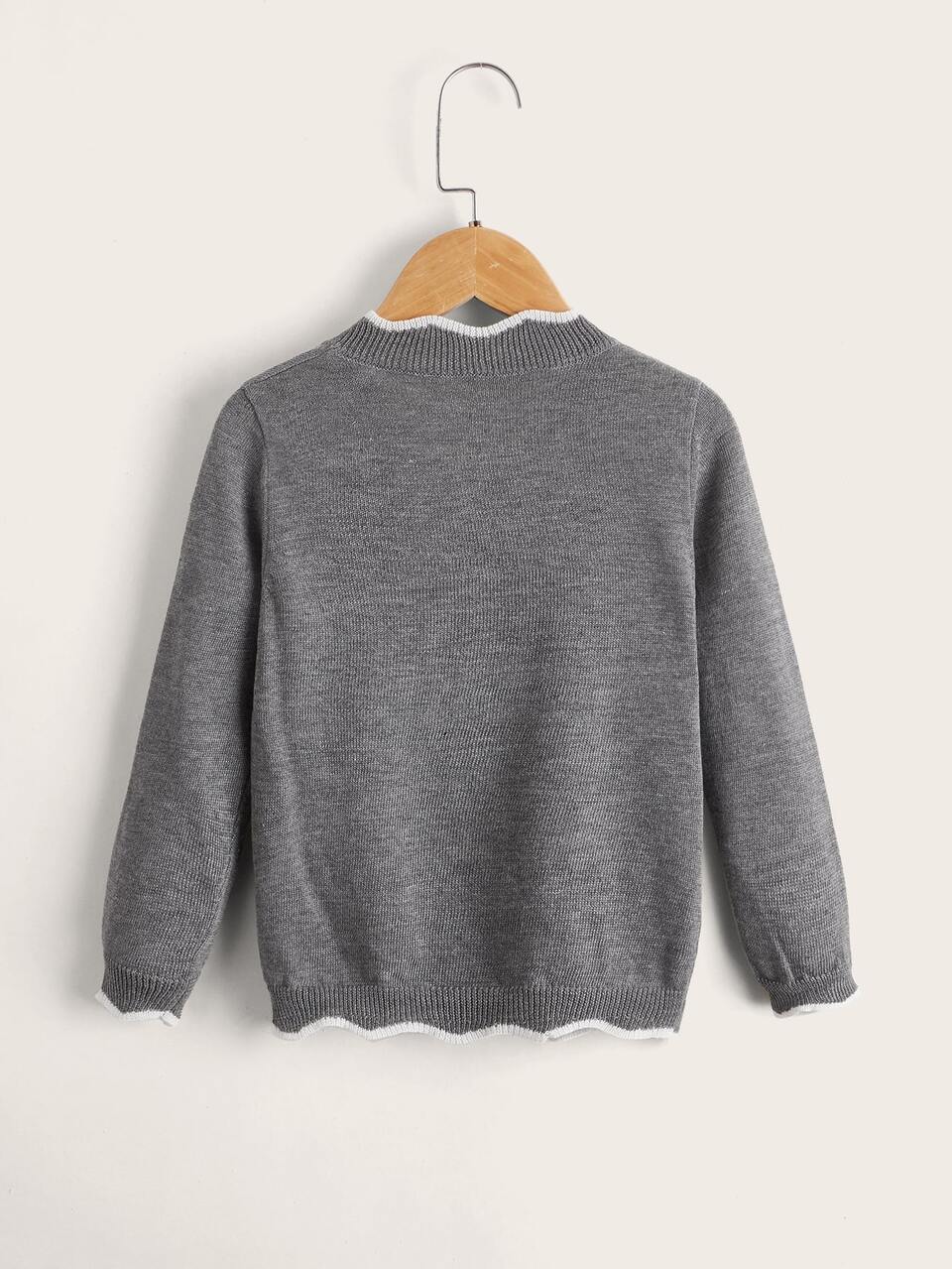 Toddler Girls Contrast Binding Sweater