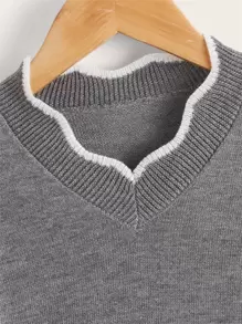 Niñitas Jersey unido en contraste - Gris - Ver 3