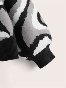 Niñas Jersey con patrón de corazón de manga farol - Multicolor - Ver 3