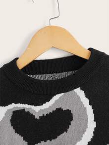 Niñas Jersey con patrón de corazón de manga farol - Multicolor - Ver 4