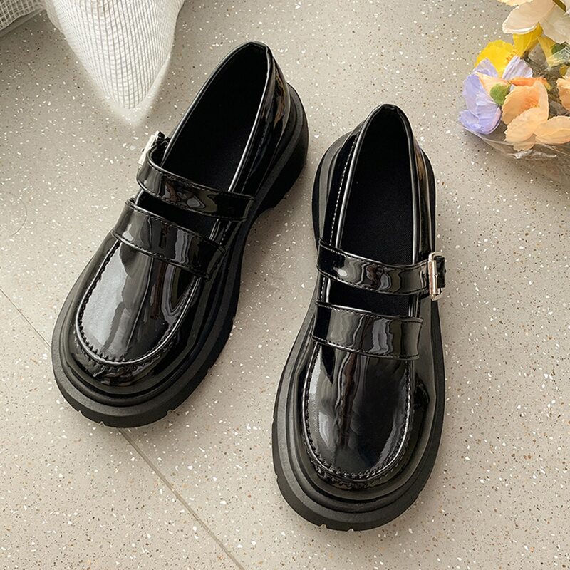 

Buckle Decor Mary Jane Flats, Black