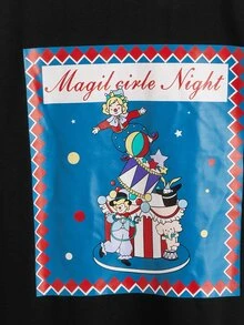 SHEIN Camiseta con estampado de figura y letra - Negro - Ver 4