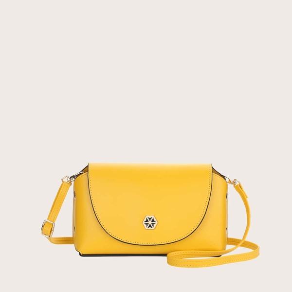 

Metal Decor Flap Square Bag, Yellow