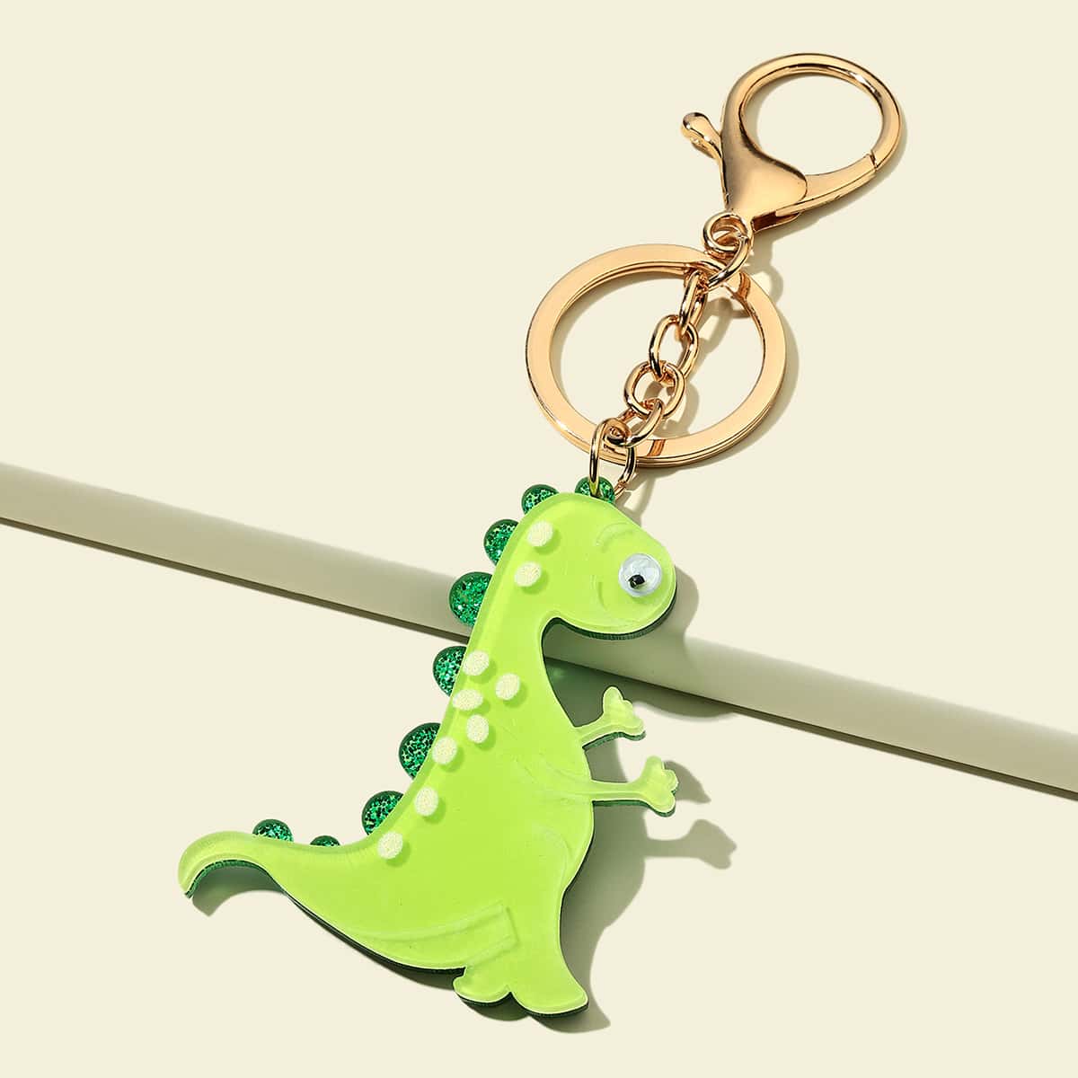

Cartoon Dinosaur Charm Keychain, Green