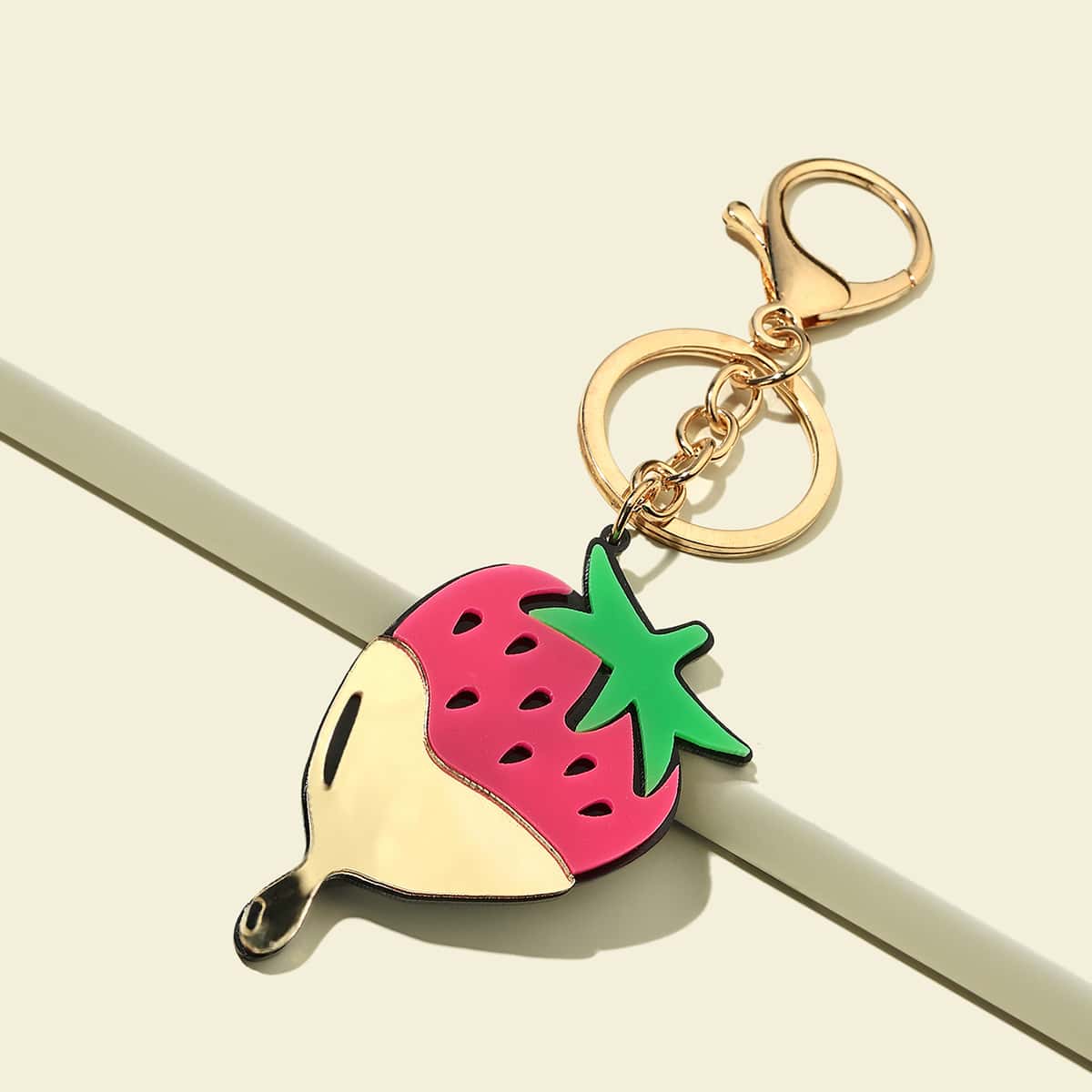 

Strawberry Charm Keychain, Multicolor