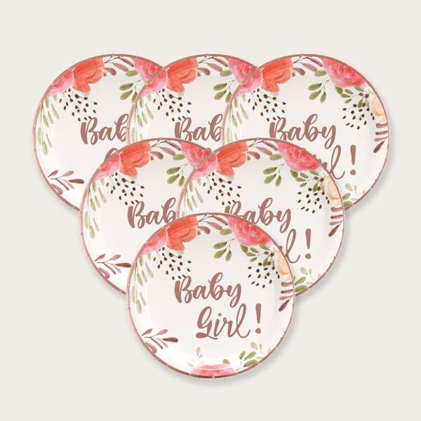 

10pcs Letter Graphic Disposable Plate, Multicolor