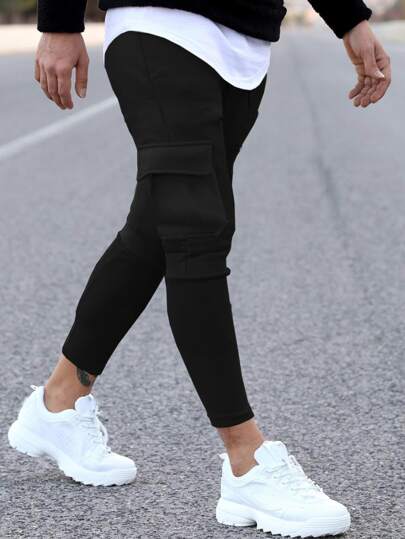 Guys Flap Pocket Side Drawstring Waist Sweatpants