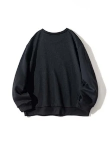 SHEIN EZwear Áo nỉ Đồ họa cây & khẩu hiệu Lót nhiệt - màu đen - Xem 2