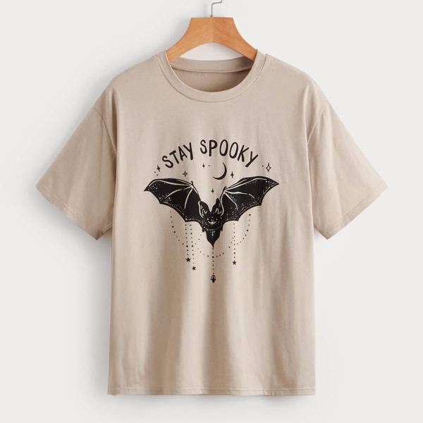 

Bat And Letter Graphic Tee, Khaki