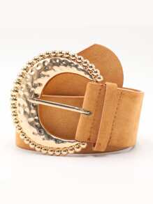 Textured Buckle Western Belt - Brown - View 2