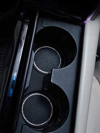 2pcs Rhinestone Decor Car Coaster