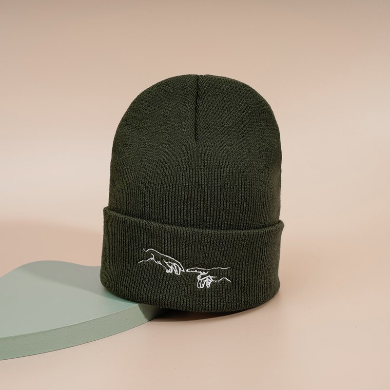 

Guys Hand Embroidered Knitted Hat, Dark green