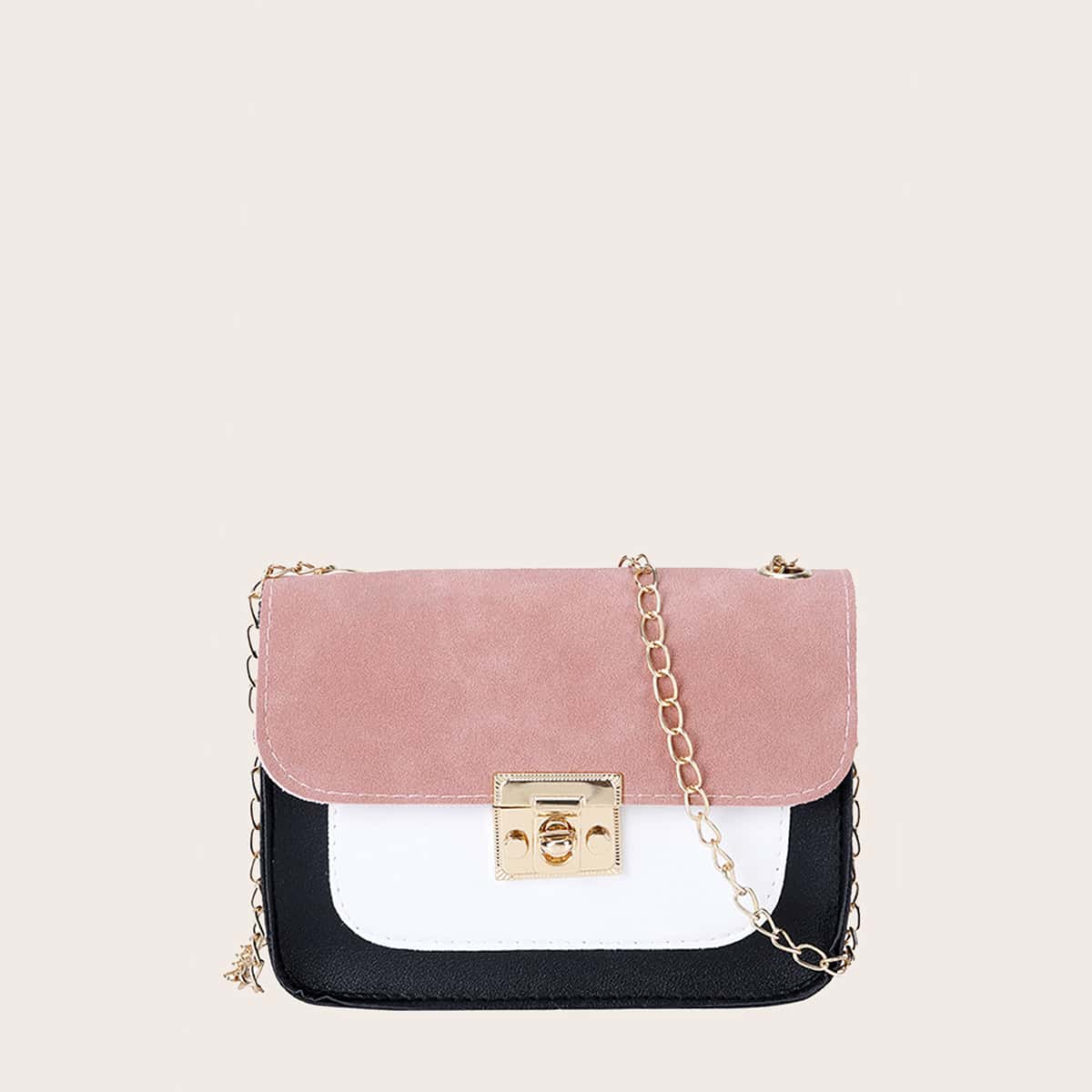 

Colorblock Crossbody Bag, Pink