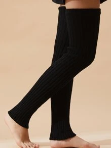 Over The Knee Knit Leg Warmers - màu đen - Xem 2