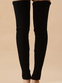 Over The Knee Knit Leg Warmers - màu đen - Xem 4