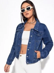 SHEIN Essnce Ripped Trucker Denim Jacket
