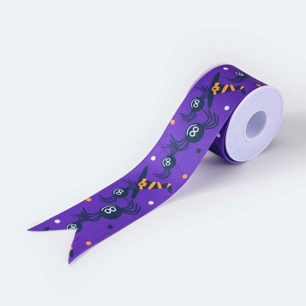 

1roll Halloween Spider Print Decorative Ribbon, Multicolor