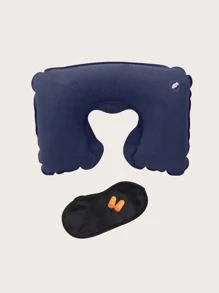 1 pieza inflamable de viaje & 1 pieza Venda de ojos & 2 piezas Tapones para los oídos - Azul - Ver 3