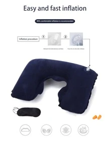 1 pieza inflamable de viaje & 1 pieza Venda de ojos & 2 piezas Tapones para los oídos - Azul - Ver 5