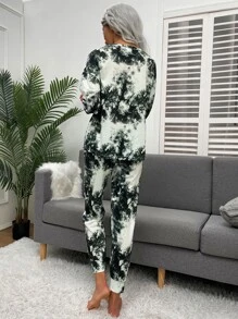 SHEIN LUNE Bộ thời trang Dây kéo Túi Cà vạt nhuộm Giải trí - Đen và trắng - Xem 2